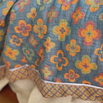 Throw Blanket Lightweight Quilted Cotton-Linen Floral Jacquard