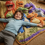 Throw Blanket Oversized Soft Dinosaur Print Machine Washable