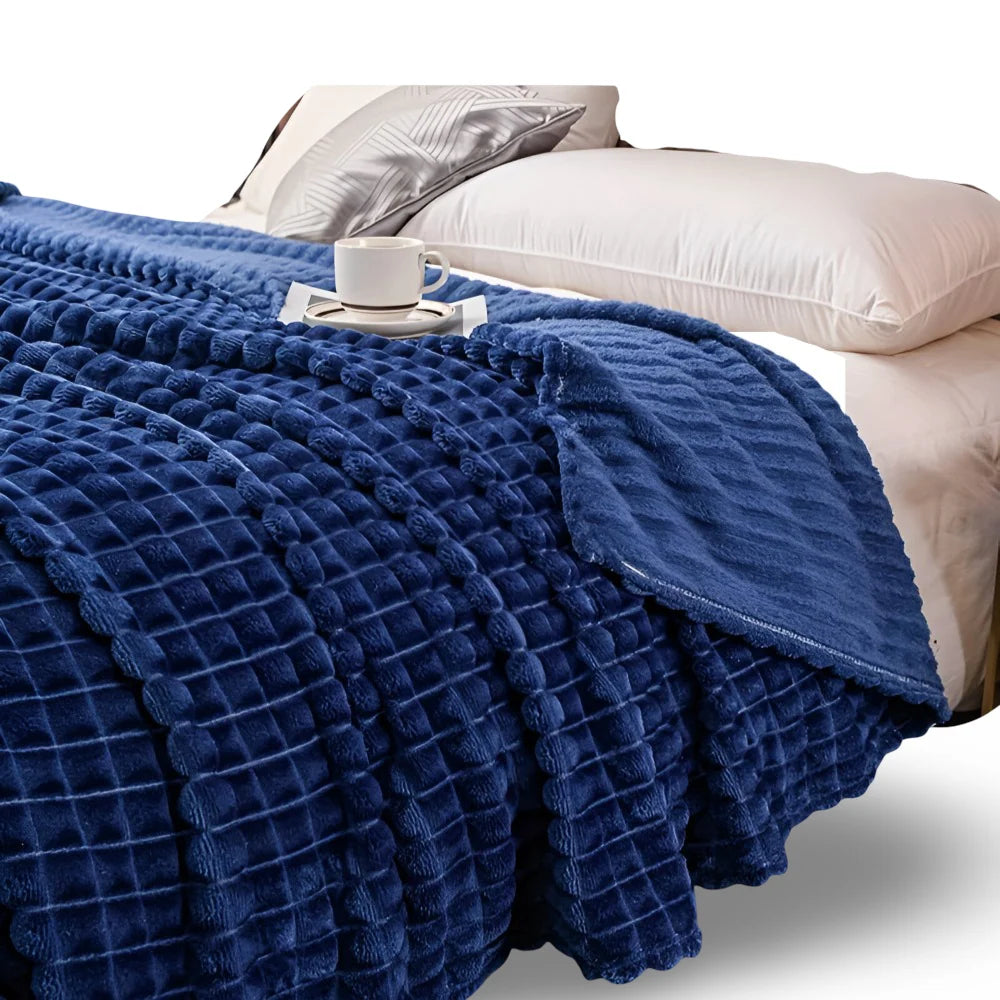 Throw Blanket Plush Coral Fleece Textured Geometric Design