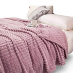 Throw Blanket Plush Coral Fleece Textured Geometric Design