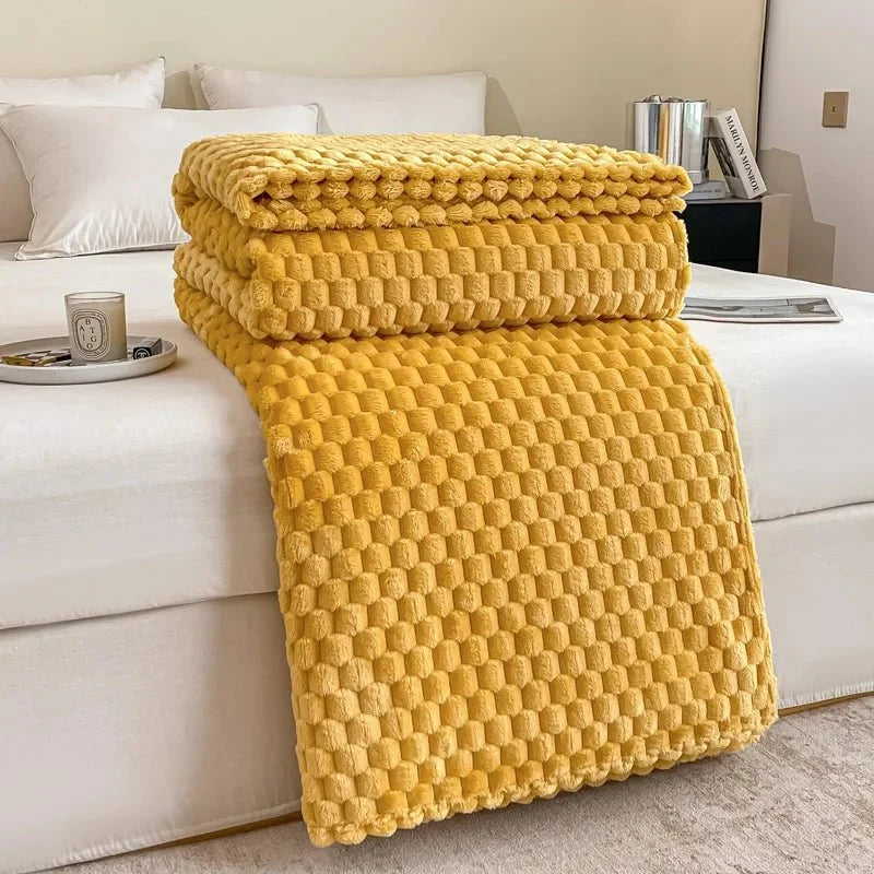 Throw Blanket Plush Velvet Plaid Soft & Warm