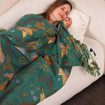 Throw Blanket Reversible Cotton Bird Motif Machine Washable