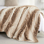 Throw Blanket Reversible Faux Fur Deer Print