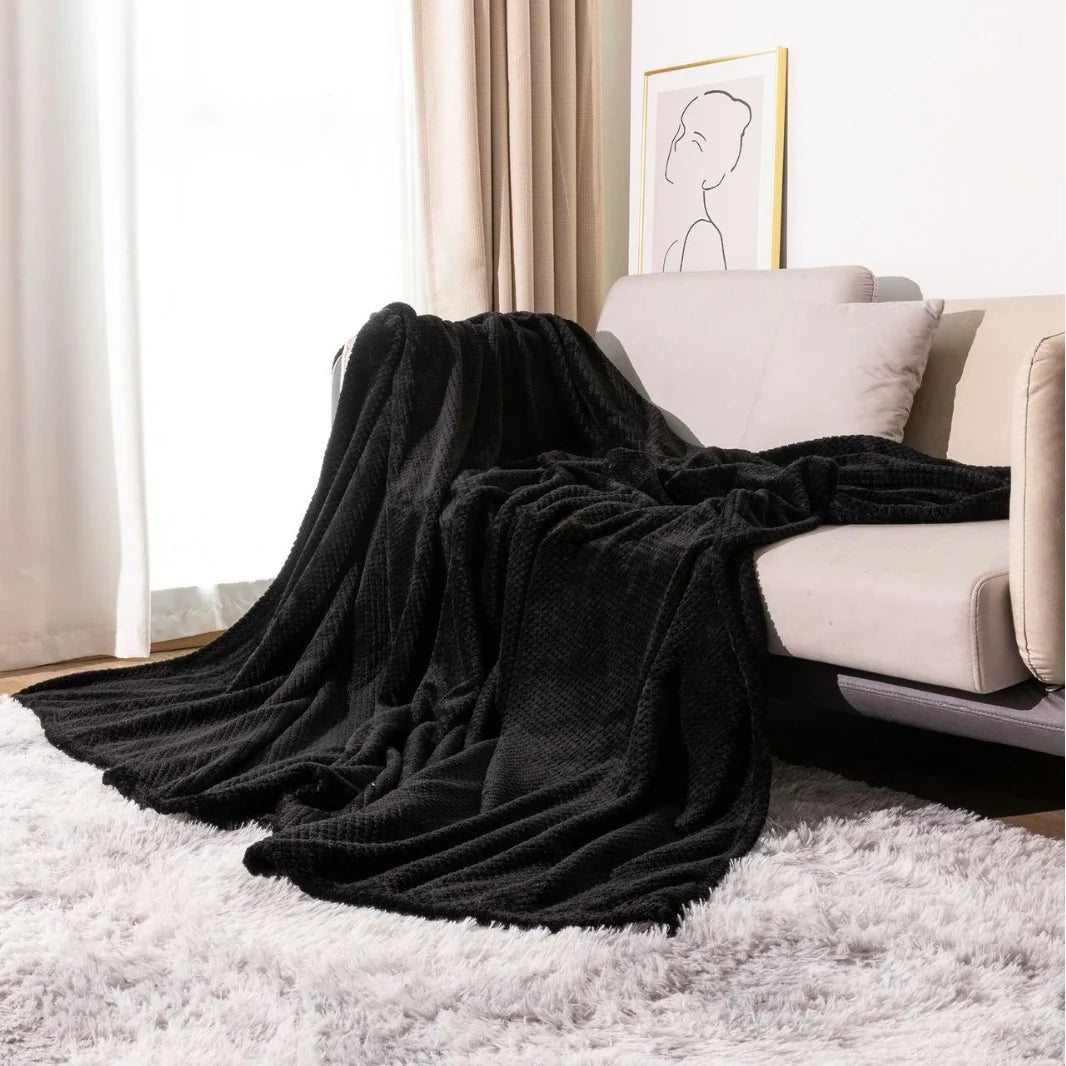 Throw Blanket Waffle Knit Microfiber Lightweight Machine Washable