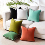 Throw Cushion Velvet Contrast Piping Removable Cover