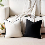 Throw Cushion Velvet Contrast Piping Removable Cover