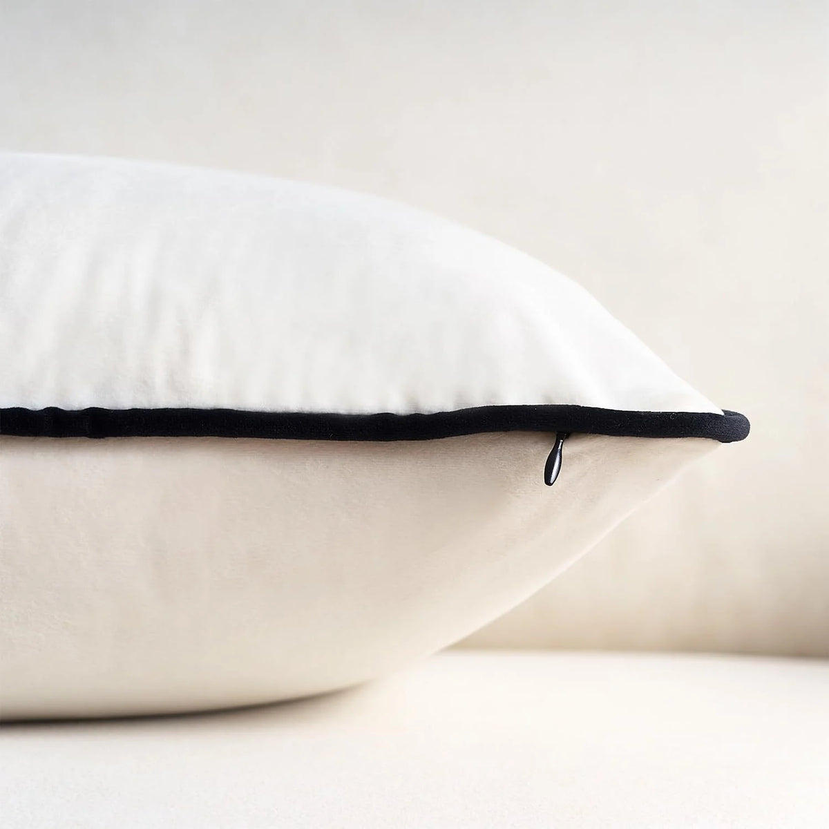 Throw Cushion Velvet Contrast Piping Removable Cover