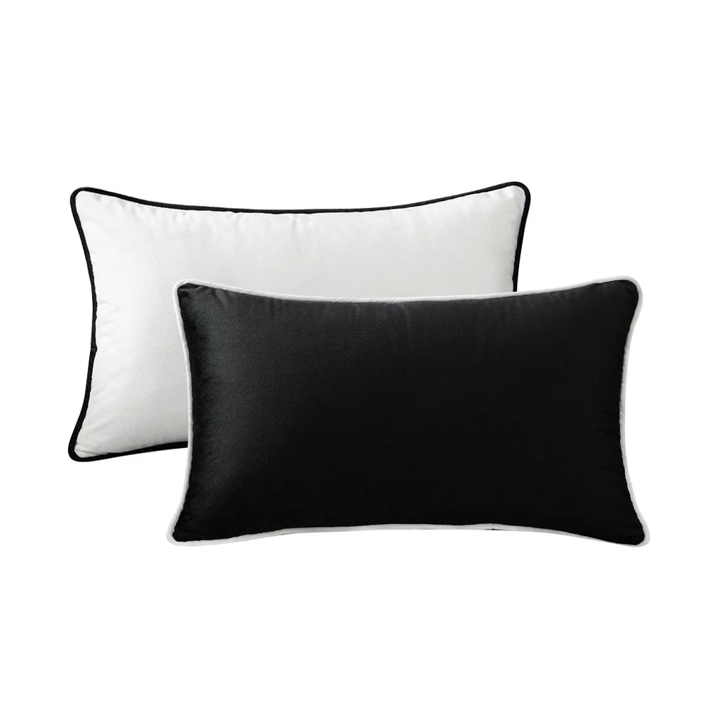 Throw Cushion Velvet Contrast Piping Removable Cover