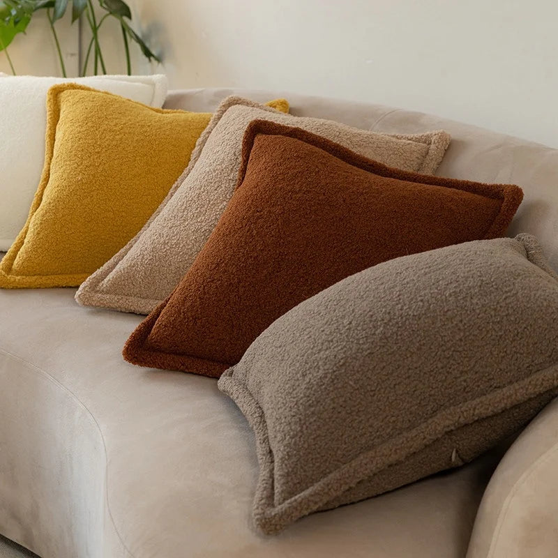 Throw Pillow 18x18 Teddy Fleece Piped Seam
