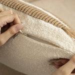 Throw Pillow Boucle & Handwoven Jute Removable Cover