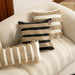 Throw Pillow Boucle & Handwoven Jute Removable Cover