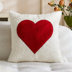 Throw Pillow Cover Bouclé With Raised Sherpa Heart