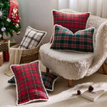 Throw Pillow Cover Brushed Flannel Sherpa Trim Hidden Zipper
