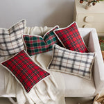 Throw Pillow Cover Brushed Flannel Sherpa Trim Hidden Zipper