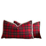 Throw Pillow Cover Brushed Flannel Sherpa Trim Hidden Zipper
