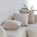Throw Pillow Cover Cable-Quilted Microfiber-Cotton Hidden Zipper