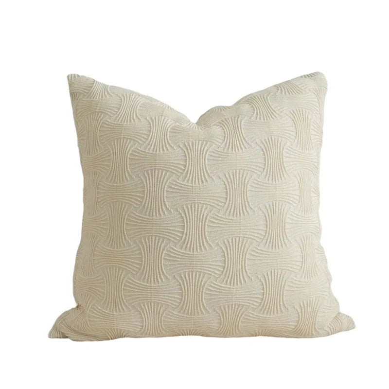 Throw Pillow Cover Cable-Quilted Microfiber-Cotton Hidden Zipper