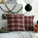 Throw Pillow Cover Checked Flannel Teddy Trim Concealed Zipper