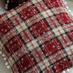 Throw Pillow Cover Checked Flannel Teddy Trim Concealed Zipper