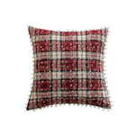 Throw Pillow Cover Checked Flannel Teddy Trim Concealed Zipper