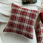 Throw Pillow Cover Checked Flannel Teddy Trim Concealed Zipper