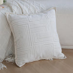 Throw Pillow Cover Cotton Blend Quilted Piping Machine Washable