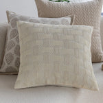 Throw Pillow Cover Cotton Blend Quilted Piping Machine Washable