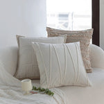 Throw Pillow Cover Cotton Blend Quilted Piping Machine Washable