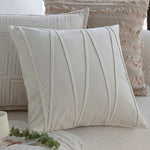 Throw Pillow Cover Cotton Blend Quilted Piping Machine Washable