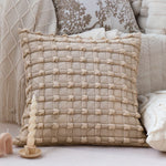 Throw Pillow Cover Cotton Blend Quilted Piping Machine Washable