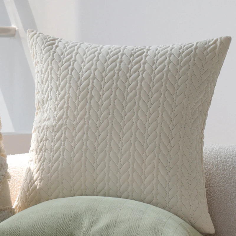 Throw Pillow Cover Cotton Blend Quilted Piping Machine Washable