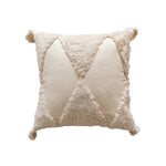 Throw Pillow Cover Cotton Blend Tufted Diamond Tassels