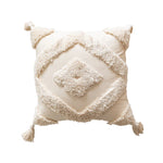 Throw Pillow Cover Cotton Blend Tufted Diamond Tassels