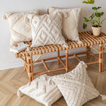 Throw Pillow Cover Cotton Blend Tufted Diamond Tassels