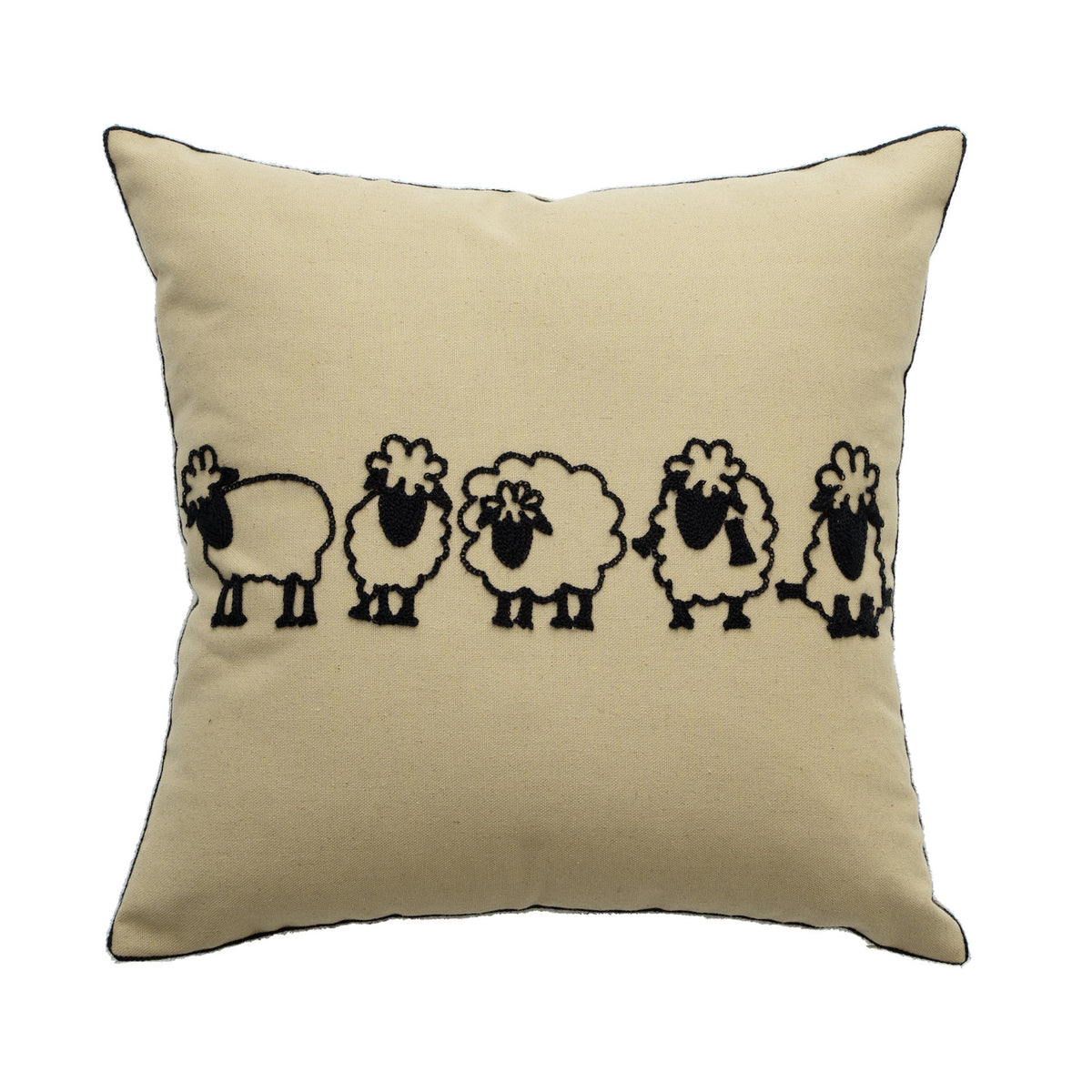 Throw Pillow Cover Cotton Canvas Hand-Tufted Embroidery Concealed Zipper