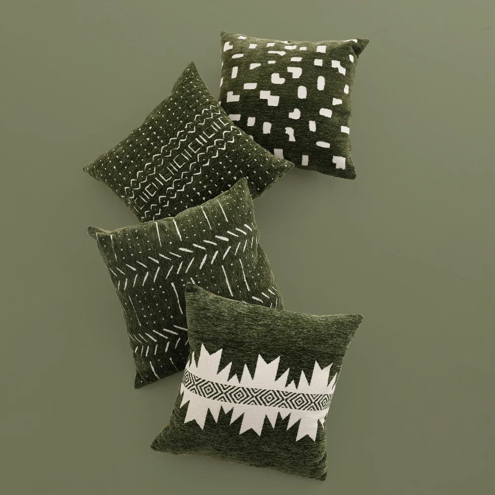Throw Pillow Cover Cotton-Linen Jacquard Concealed Zipper