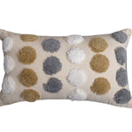 Throw Pillow Cover Cotton-Linen Tufted Pom-Pom Concealed Zipper