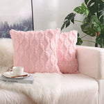 Throw Pillow Cover Diamond Tufted Chenille Knit Frayed Edge