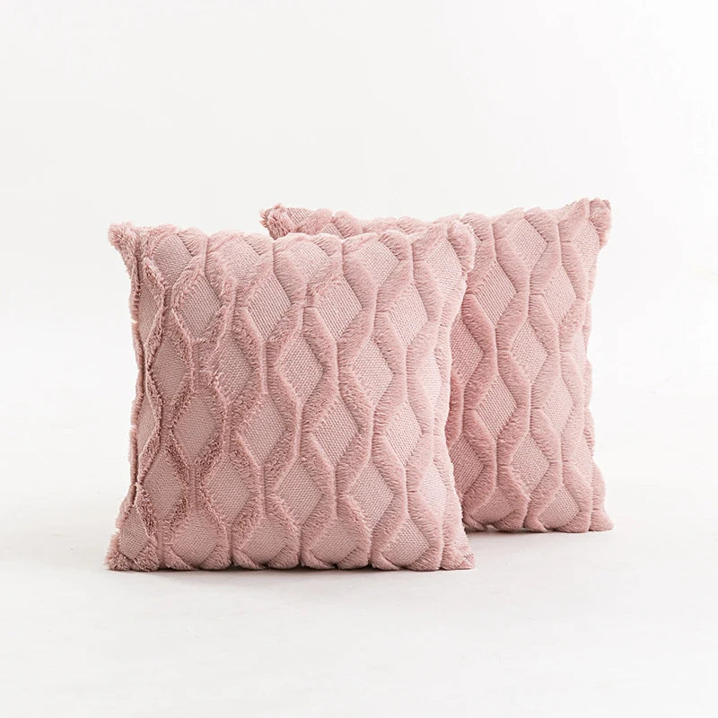 Throw Pillow Cover Diamond Tufted Chenille Knit Frayed Edge