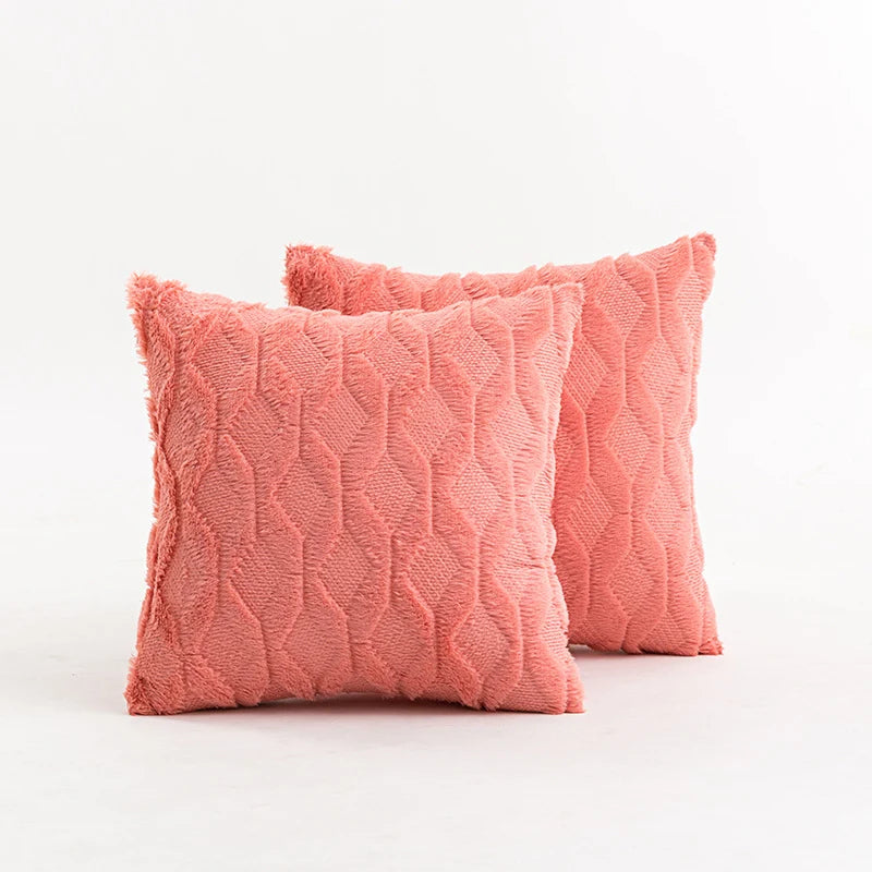 Throw Pillow Cover Diamond Tufted Chenille Knit Frayed Edge