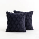 Throw Pillow Cover Diamond Tufted Chenille Knit Frayed Edge
