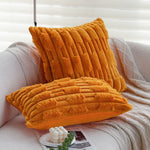 Throw Pillow Cover Faux Fur 3D Ribbed Concealed Zipper