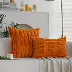 Throw Pillow Cover Faux Fur 3D Ribbed Concealed Zipper
