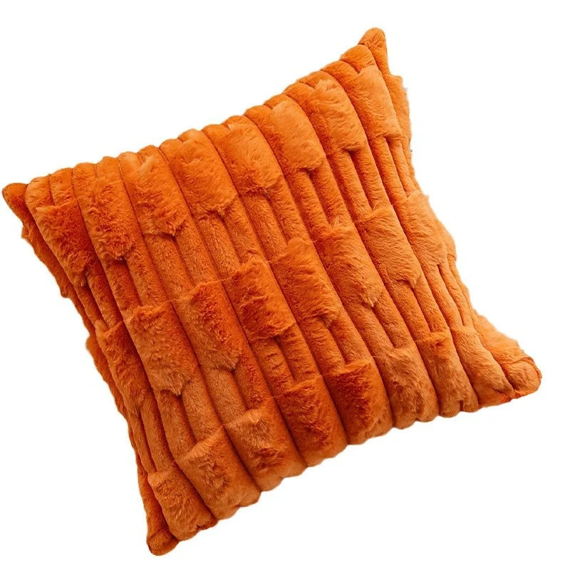 Throw Pillow Cover Faux Fur 3D Ribbed Concealed Zipper