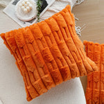 Throw Pillow Cover Faux Fur 3D Ribbed Concealed Zipper