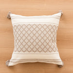Throw Pillow Cover Geometric Raised Tufting & Hand-Tied Tassels