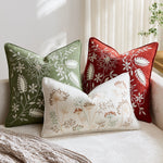 Throw Pillow Cover Hand-Embroidered Linen Blend Hidden Closure