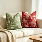 Throw Pillow Cover Hand-Embroidered Linen Blend Hidden Closure