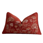 Throw Pillow Cover Hand-Embroidered Linen Blend Hidden Closure