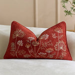 Throw Pillow Cover Hand-Embroidered Linen Blend Hidden Closure